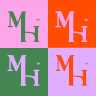 4 squares with MH is each. Pink, orange, green and purple